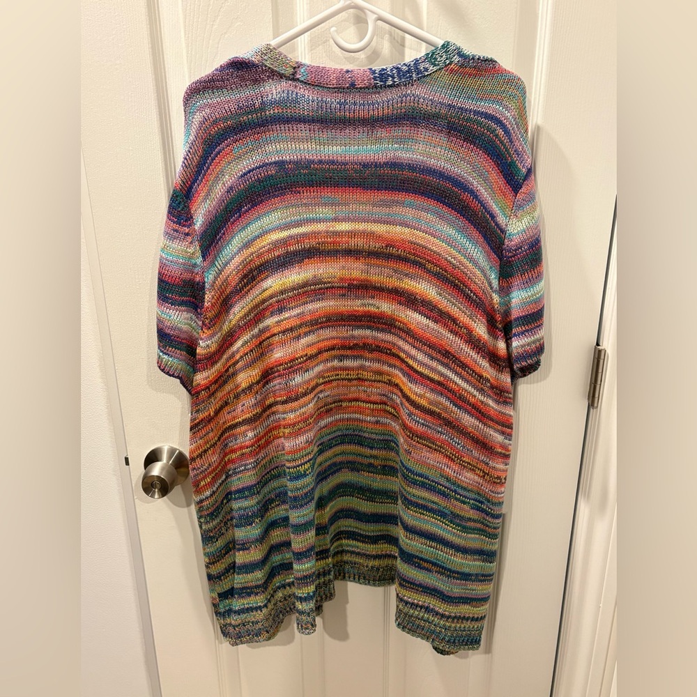 Lane Bryant 26/28 Colorful Knit Cardigan - Short Sleeved - Picture 2 of 5